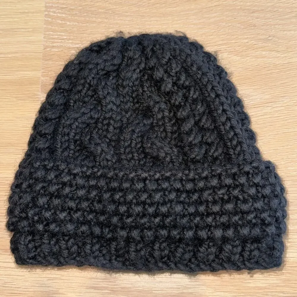 Nobis Unisex Wool Cable Knit Beanie Hat Cap Black O/S